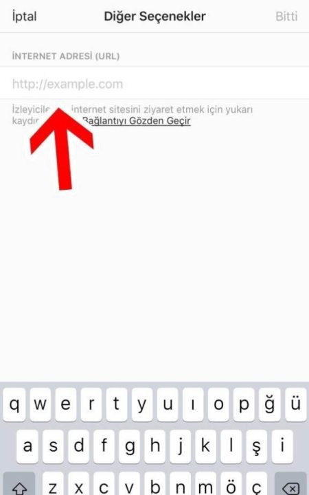 instagram link ekleme ekranı